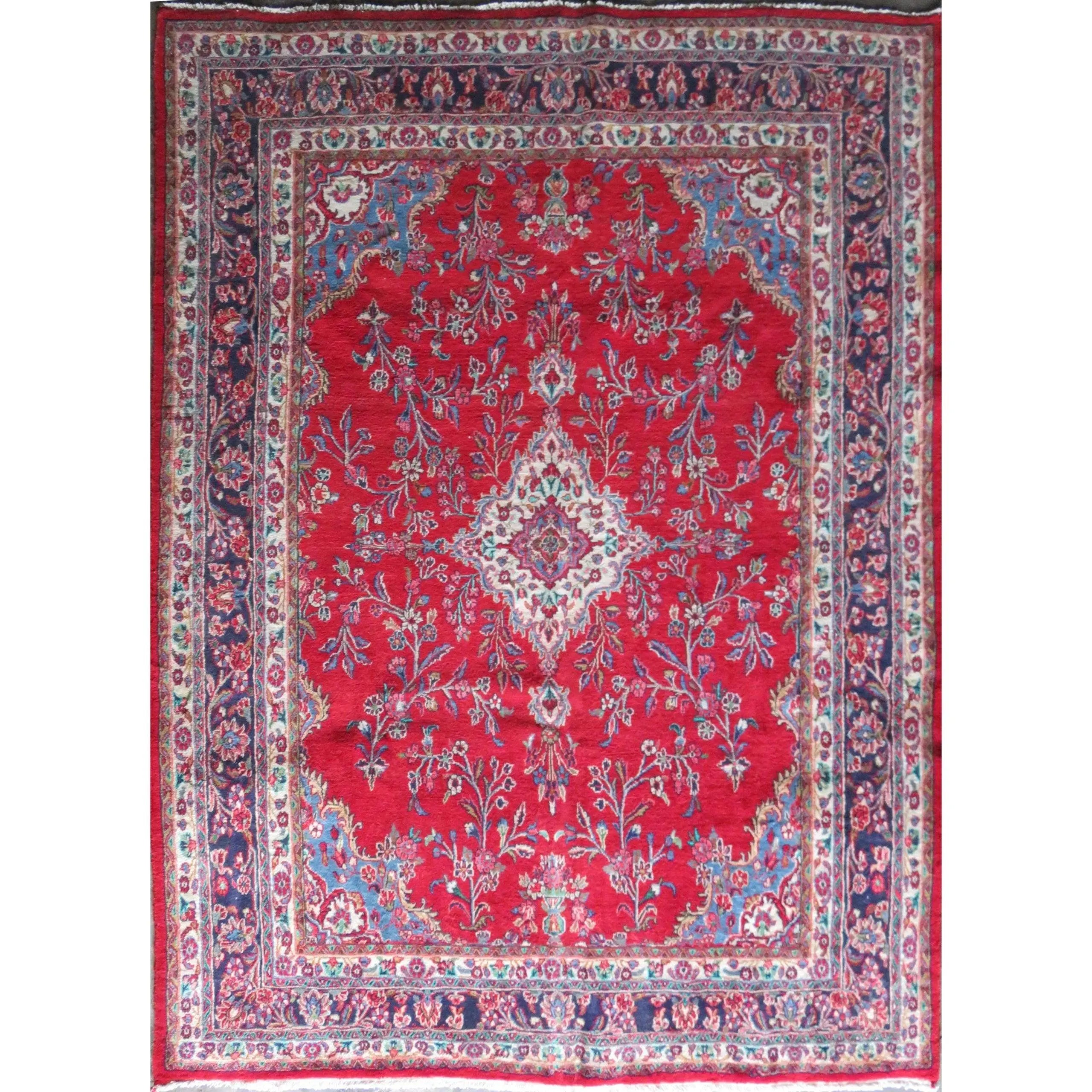 One Of The Kind Hand-Knotted Persian Wool Rug _ Luxurious Vintage Design, 12'9" x 9'8", Artisan Crafted